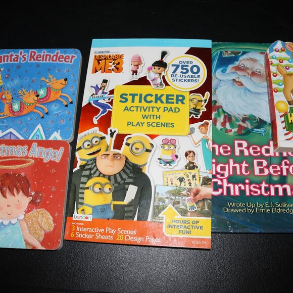 Christmas children's assorted book lot of 5 minion sticker book included - Picture 1 of 7